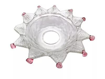 Antique Venetian Murano Chandelier Glass Pan Clear And Red Tips C1860 • £19.99