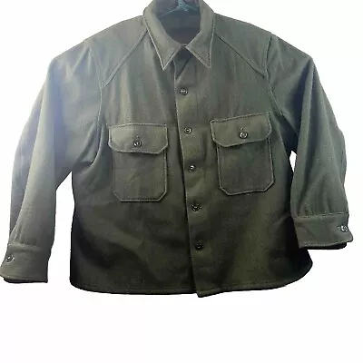 VTG Mens  U.S. ARMY Military Field Wool Blend Shirt Olive 108 Green XL?? 25” • $50