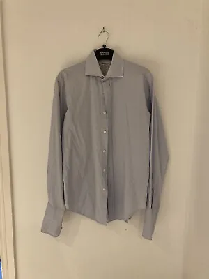 £8 • Buy Mens Blue Slim Fit Shirt T M Lewin 15.5 Collar Double Cuff