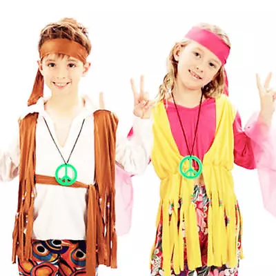 $12.30 • Buy Hippy Kids Boys Or Girls Costume 1960s Hippie 60s 70s Childs Fancy Dress Up 4-12