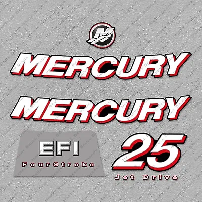 Mercury 25 Hp Four Stroke EFI Jet Drive 2006-2012 Set Outboard Decals Sticker • $44.99