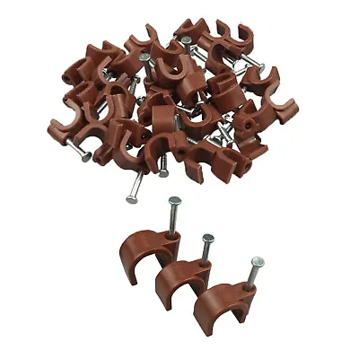 Round Cable Clips Wall 3.5mm To 7.9mm Brown Nail Plugs • £3.49