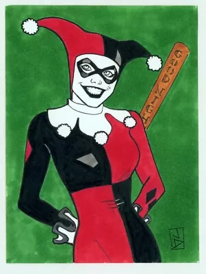 Jan Duursema SIGNED & COLORED Original DC Comics Batman Art Sketch Harley Quinn • $169.83