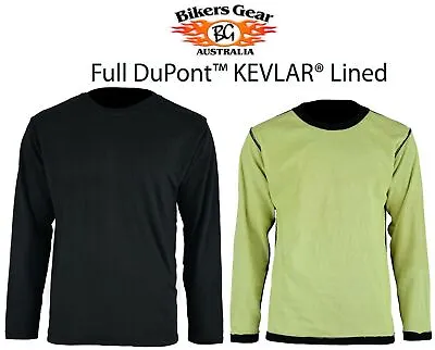 Australian Bikers Gear Motorcycle Full Kevlar Lined Tshirt Black Long Sleeve • $73.33
