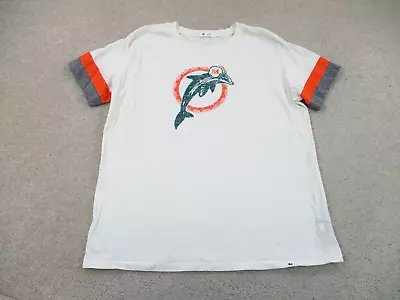 $18.88 • Buy Miami Dolphins Shirt Women Large White Green Football Athletic Ladies A13 *