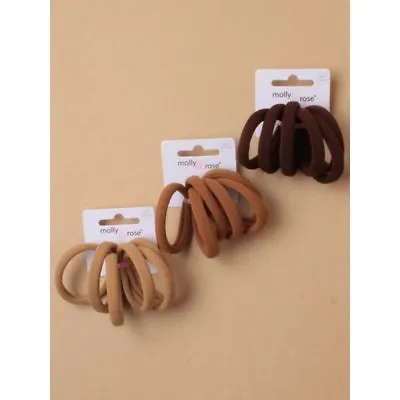 Pack Of 18 Brown Tone Endless Hair Bobbles Soft Jersey Girls Hair Elastics • £3.85