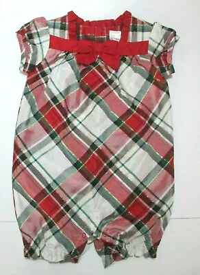 Toddler Girls Gymboree Joyful Holiday Red Green Plaid Bubble Outfit Size 18-24 M • $7.19