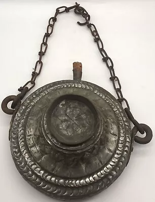 ANTIQUE 1800s ENGLISH METAL WATER BOTTLE/CANTEEN • $73.50