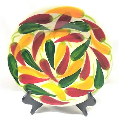 Mexican Pottery Large Colorful Pepper Glazed Platter Red Yellow Green Peppers • $48.79