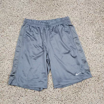 Nike Shorts Mens Large Gray White Swoosh Athletic Drifit Basketball Outdoors A7* • $14.21