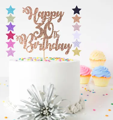 Happy Birthday ANY AGE 16th 18th 21st 40th 60th ETC Glitter Cake Topper Decor • £3.09