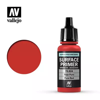 Vallejo Surface Primer 70.624 Pure Red Surface Primer 17ml Bottle • $4.09