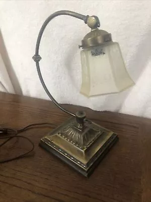 Vintage Light On Early Adjustable Arc Lamp Frosted/etched Shade • $109.95