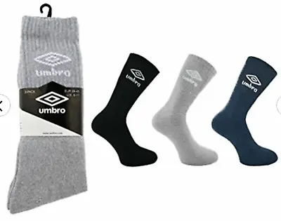 New Men's Multipack Umbro Sports Socks Cotton Black/White/Assorted UK 6-11 • £9