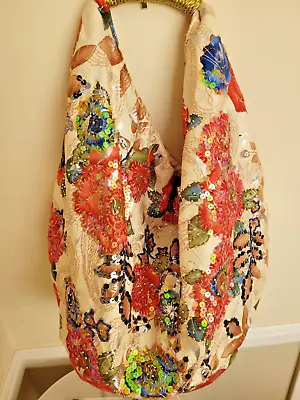 NEW Sequin Embroidered Beaded Hobo Handbag - Large • $12