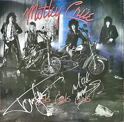 MOTLEY CRUE Signed GIRLS GIRLS GIRLS ALBUM By ALL 4..NIKKI VINCE TOMMY MICK • $49.99