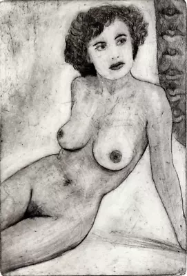 NCT Erotic Nude Vintage Style Original Art - Etching Beautiful Nude Studies  • $7.45