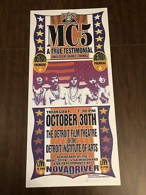 MC5 A True Testimonial Film Poster 8/31/03 Detroit 10.5 X 22 • $50