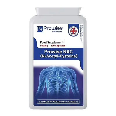 NAC N-Acetyl- Cysteine 600mg 120 Capsules - UK Manufactured | By Prowise • £12.39