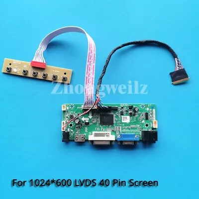 For LTN101NT02-001/101 Screen 1024x600 VGA DVI HDMI 40 Pin LVDS Driver Board Kit • $25.40