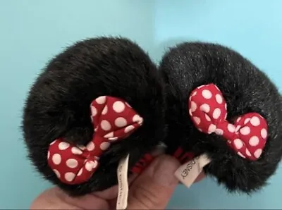 Disney Minnie Mouse Ears Hair Clips Bows Fuzzy Black Womens Girls Set • $11.28