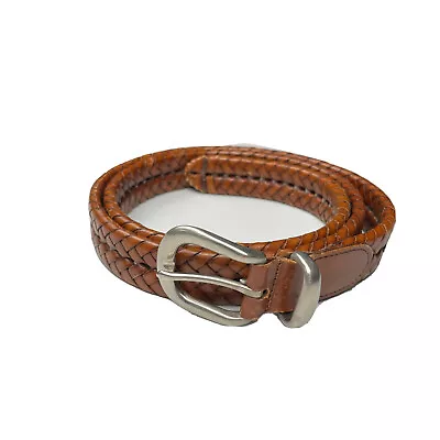 Coach Leather Braided Belt Silver Buckle Serpentine 5922 Size 42 Tan Brown • $55