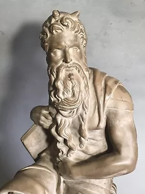 1955 ALVA STUDIO SCULPTURE Michelangelo’s MOSES With TEN COMMANDMENTS 20” Tall • $275