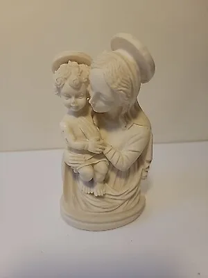 Madonna & Child Virgin Mary Baby Jesus Ivory Statue Figurine Alablaster Resin • $20