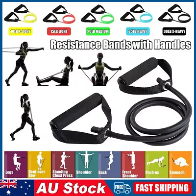 Resistance Bands With Handles Yoga Pull Rope Elastic Fitness Exercise Tube Band • $8.99