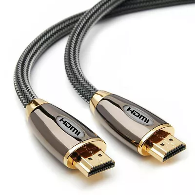 Premium 4k Hdmi Cable 2.0 High Speed Gold Plated Braided Lead 2160p 3d Hdtv Uhd • £8.45