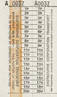 Emergency Ticket.  Eastbourne Corporation Transport. • £1.50