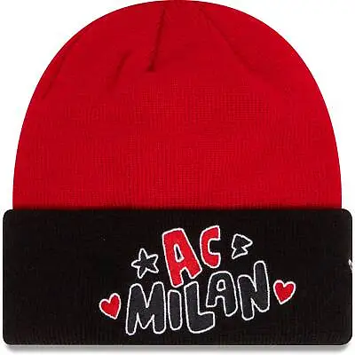 Youth New Era Red AC Milan Wordmark Cuffed Knit Hat • $25.99