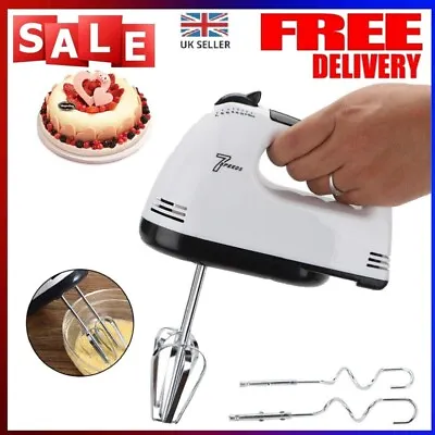 Electric Powered 7 Speed Kitchen Handheld Mixer Whisk Egg Beater Cake & Baking • £9.48