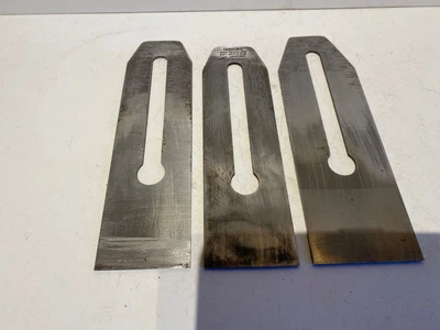 £17.99 • Buy SUPERB TRIO OF QUALITY STANLEY PLANE IRONS 1 X 60mm  2 X 50mm