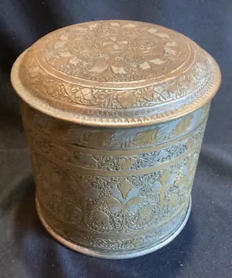 Vintage / Antique Islamic Arabic Middle Eastern Pewter & Brass Tea Caddy Box Jar • $49.99