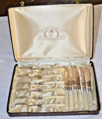 Antique Mother Of Pearl Handle Cocktail Seafood Pickle Set- Sterling • $147.96