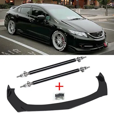 For Honda Civic 2012-2020 Front Bumper Lip Splitter Chin Spoiler + Strut Rods • $39.99