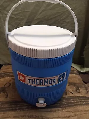 Blue Vintage Thermos Brand 2 Gallon Camping Cooler Travel Hiking Used Nice • $19.99