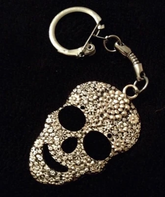 Día De Muertos Sugar Skull Keyring Day Of The Dead Pendant Flower Mexican Coco • £6.95