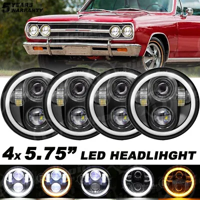 4PCS 5 3/4  5.75 Projector LED Headlights Sealed Beam Ring Angel Eyes DRL Bulbs • $99.99