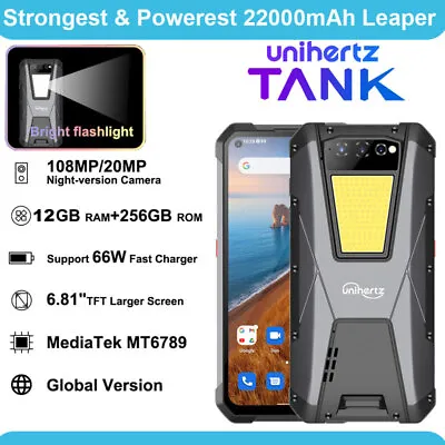4G LTE Unihertz TANK Rugged Phone Android Waterproof IP68 22000mAh Mobile Unlock • £306.02