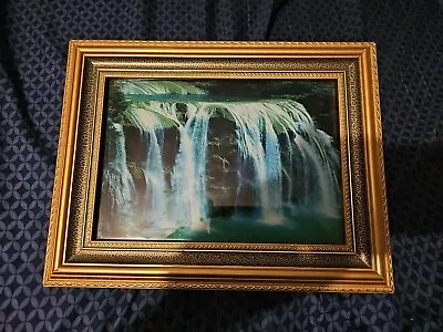 Vintage Framed Waterfall Tabletop Picture With Water Bird Sounds LIGHT IS BAD • $26.99