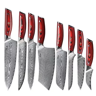 TURWHO Chef Knife Japan VG10 Damascus Steel Santoku Slicing Kitchen Cook Knives • $52.78