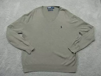Polo Ralph Lauren Pima Cotton V-Neck Sweater Men's Large L Gray Pullover Shirt • $15.99