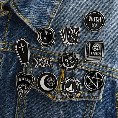 $2 • Buy Gothic Spells Cartoon Witches Badge Clothes Lapel Pin Brooch Enamel Pins