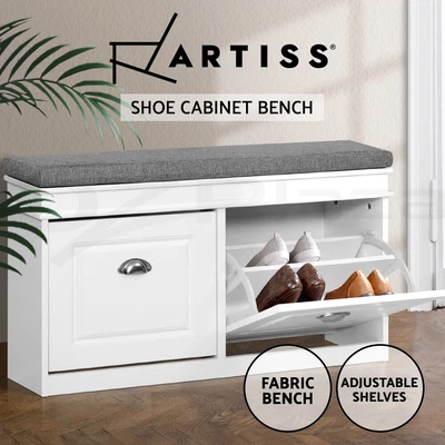 $98.12 • Buy Artiss Shoe Cabinet Bench Shoes Storage Rack Organiser Drawer White Shelf Drawer