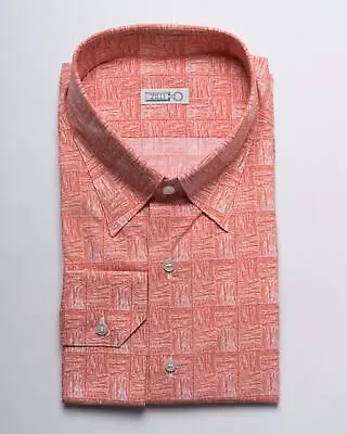 Zilli $900 NWT Orange Geometric Print Roma Slim Fit Dress Shirt (43 Eu) 17 US • $214.96