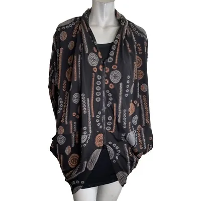 $22.50 • Buy Simon Chang Lagenlook Black Brown Grey Textured Draped Jacket Says Med Fits XL