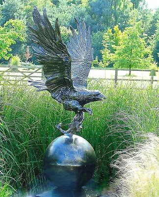 Golden Eagle On Sphere Life-Size Bronze Metal Garden Statue • £1869.99