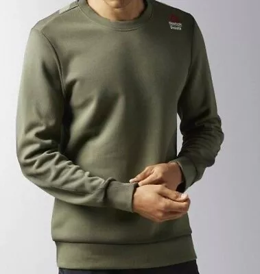 £59.95 • Buy Reebok Delta CrossFit Fleece Crew Neck Hunter Green Pullover Side Zipper B45174